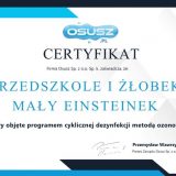 Certyfikat dla przedszkola - ozonowanie